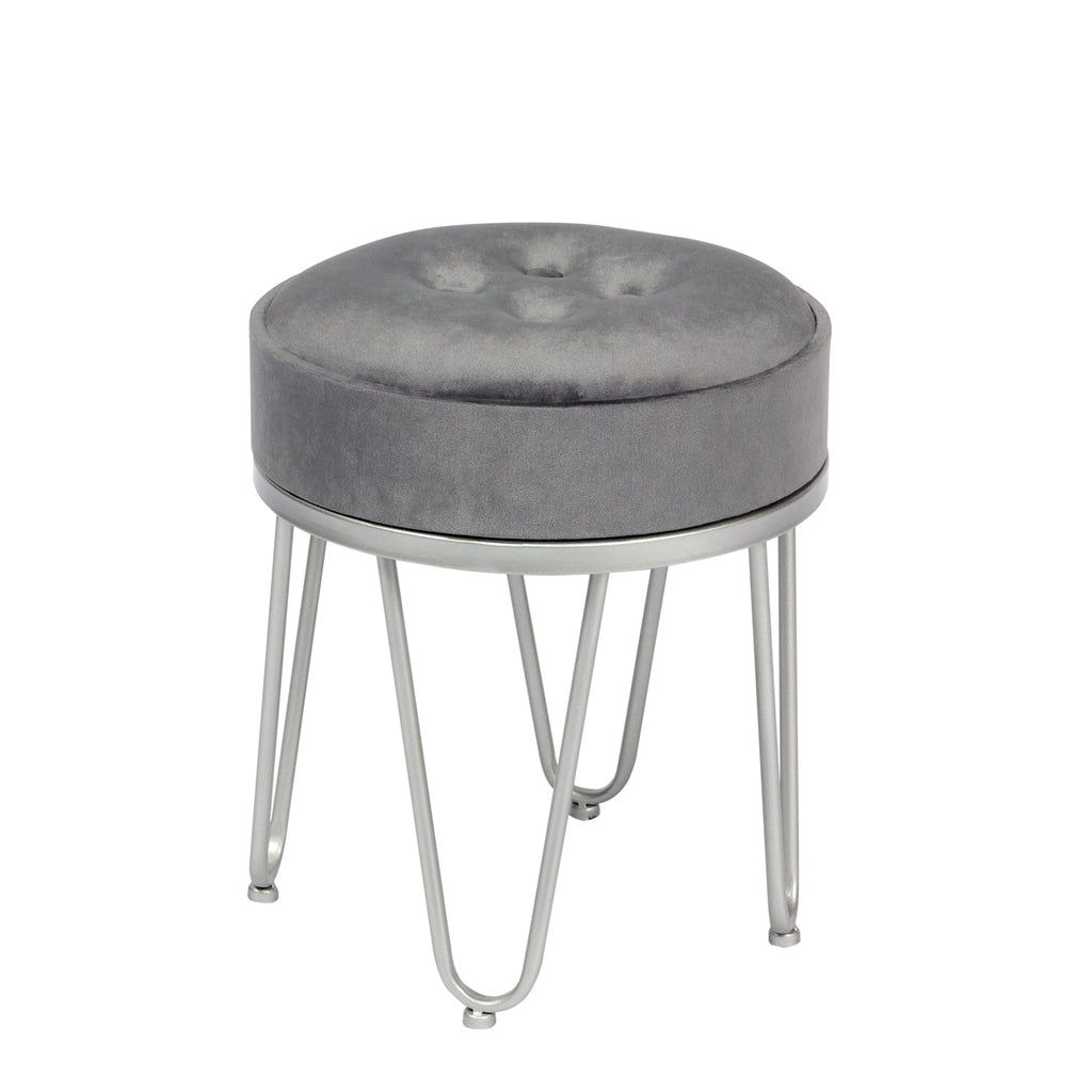 Jessar - Velvet Ottoman/Footstool with Metal Base, 14" x 17.3", Gray - - Mounts For Less