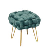 Jessar - Velvet Ottoman/Footstool with Metal Base, 14.9" x 14.9" x 16.9", Green - - Mounts For Less