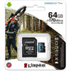 Kingston - Canvas Go MicroSD Plus Memory Card with SD Adapter, 64GB Capacity, Class 10, UHS-I, U3, V30, A2 - - Mounts For Less