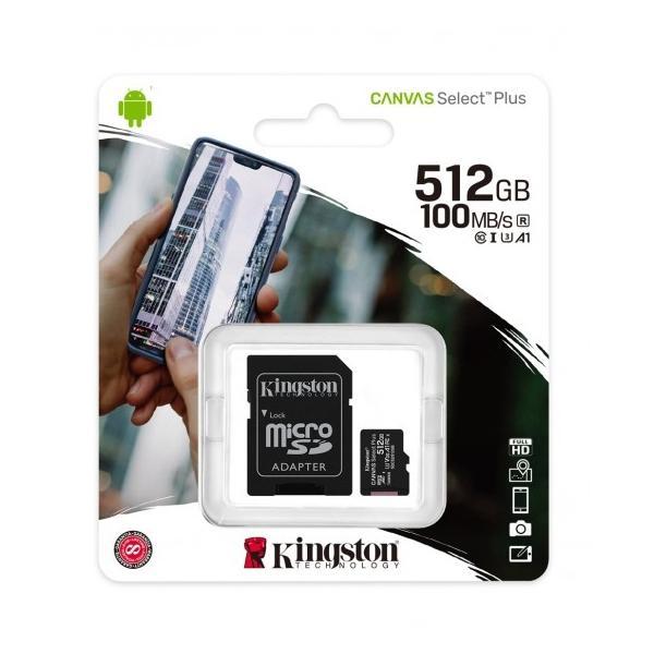 Kingston Micro SD Card 512GB Canvas Select Plus 100R A1 C10 Card + Adapter - - Mounts For Less
