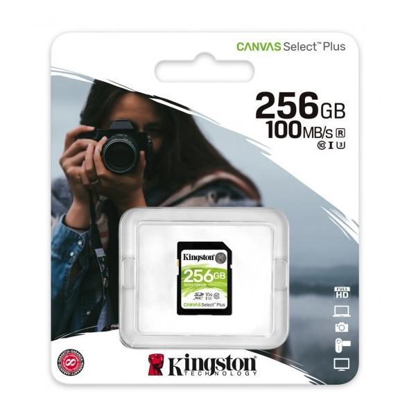 Kingston SDXC Card Canvas Select Plus 100 Mb Reeding C10 UHS-I U3 V10 - 256 GB - - Mounts For Less