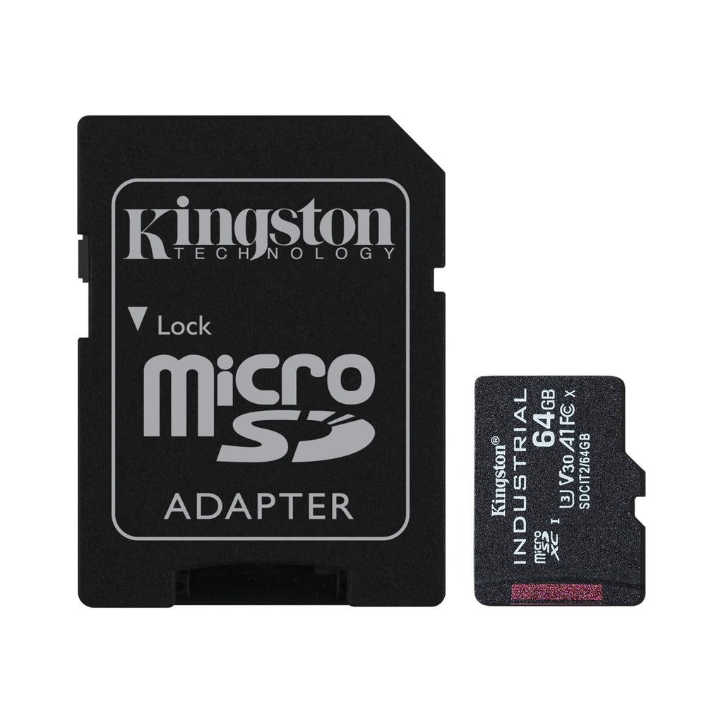 Kingston Technology - Industrial Micro SD Card with SD Reader, 64GB Capacity, Class 10, UHS-I, U3, V30, A1 - - Mounts For Less
