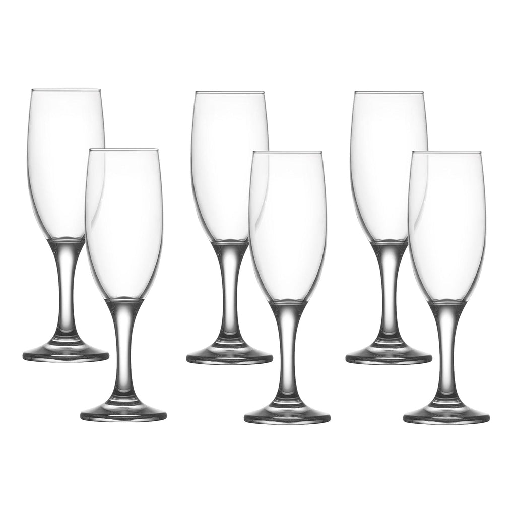 LAV - Set of 6 Empire Champagne Flutes, 7.5oz Capacity, Dishwasher Safe - - Mounts For Less