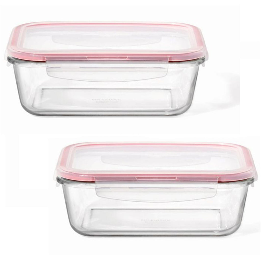 LocknLock - Set of 2 Airtight and Leakproof Glass Containers, 1L Capacity, Red - - Mounts For Less