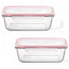 LocknLock - Set of 2 Airtight and Leakproof Glass Containers, 1L Capacity, Red - - Mounts For Less