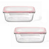 LocknLock - Set of 2 Airtight and Leakproof Glass Containers, 630mL Capacity, Red - - Mounts For Less
