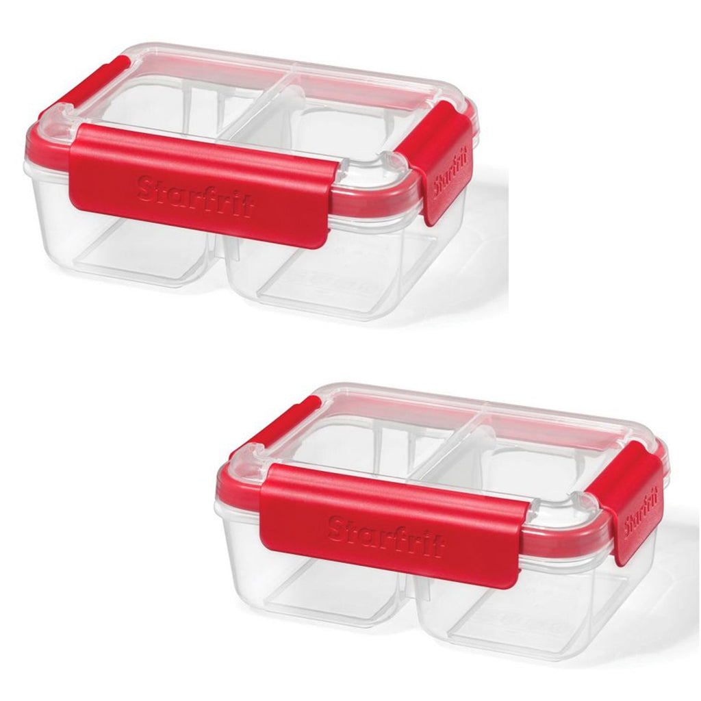LocknLock - Set of 2 EasyLuch Divided Meal Containers, 946mL Capacity, Red - - Mounts For Less