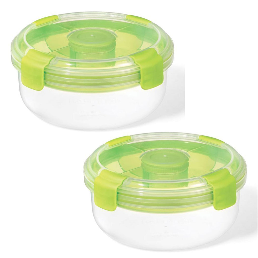 LocknLock - Set of 2 EasyLunch Salad Containers, 1.3 Liter Capacity, Green - - Mounts For Less