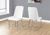Monarch Specialties I 1033 Dining Chair, Set Of 2, Side, Upholstered, Kitchen, Dining Room, Pu Leather Look, Metal, White, Chrome, Contemporary, Modern - - Mounts For Less