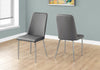 Monarch Specialties I 1035 Dining Chair, Set Of 2, Side, Upholstered, Kitchen, Dining Room, Pu Leather Look, Metal, Grey, Chrome, Contemporary, Modern - - Mounts For Less