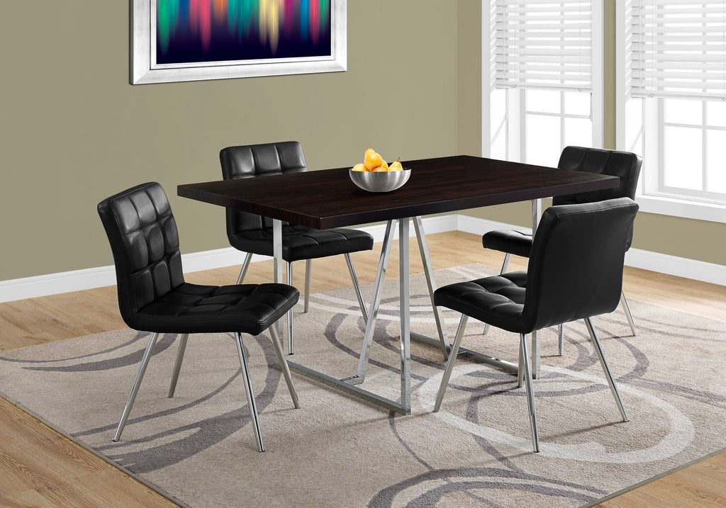Monarch Specialties I 1064 Dining Table, 60" Rectangular, Kitchen, Dining Room, Metal, Laminate, Brown, Chrome, Contemporary, Modern - - Mounts For Less