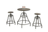 Monarch Specialties I 1085 Dining Table Set, 3pcs Set, Small, 28" Round, Pub Height, Kitchen, Bar, Metal, Laminate, Brown, Transitional - - Mounts For Less