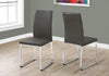 Monarch Specialties I 1094 Dining Chair, Set Of 2, Side, Upholstered, Kitchen, Dining Room, Pu Leather Look, Metal, Grey, Chrome, Contemporary, Modern - - Mounts For Less