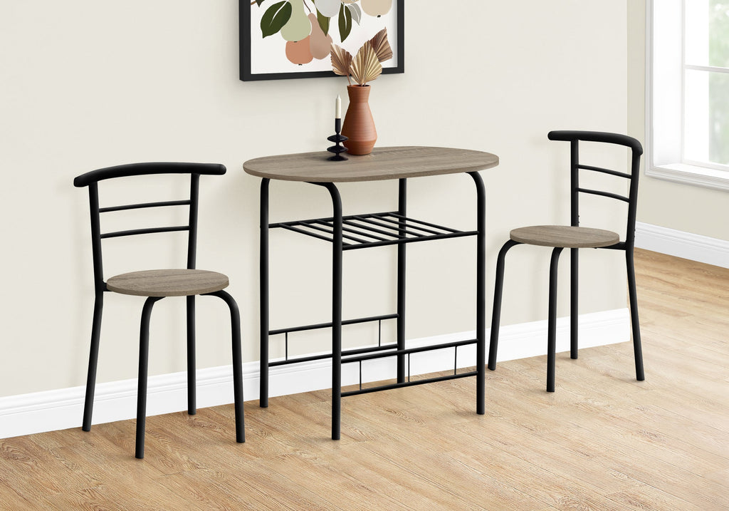Monarch Specialties I 1206 Dining Table Set, 3pcs Set, Small, 32" L, Kitchen, Metal, Laminate, Brown, Black, Contemporary, Modern - - Mounts For Less
