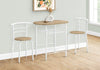 Monarch Specialties I 1209 Dining Table Set, 3pcs Set, Small, 32" L, Kitchen, Metal, Laminate, Natural, White, Contemporary, Modern - - Mounts For Less