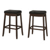 Monarch Specialties I 1260 Bar Stool, Set Of 2, Bar Height, Saddle Seat, Wood, Pu Leather Look, Black, Brown, Transitional - - Mounts For Less