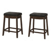 Monarch Specialties I 1261 Bar Stool, Set Of 2, Counter Height, Saddle Seat, Kitchen, Wood, Pu Leather Look, Black, Brown, Transitional - - Mounts For Less