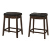 Monarch Specialties I 1261 Bar Stool, Set Of 2, Counter Height, Saddle Seat, Kitchen, Wood, Pu Leather Look, Black, Brown, Transitional - - Mounts For Less