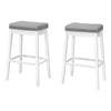 Monarch Specialties I 1262 Bar Stool, Set Of 2, Bar Height, Saddle Seat, Wood, Pu Leather Look, White, Grey, Transitional - - Mounts For Less