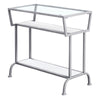 Monarch Specialties I 2068 Accent Table, Side, End, Narrow, Small, 2 Tier, Living Room, Bedroom, Metal, Tempered Glass, Laminate, White, Grey, Contemporary, Modern - - Mounts For Less