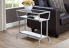 Monarch Specialties I 2068 Accent Table, Side, End, Narrow, Small, 2 Tier, Living Room, Bedroom, Metal, Tempered Glass, Laminate, White, Grey, Contemporary, Modern - - Mounts For Less