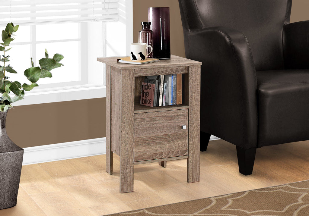 Monarch Specialties I 2136 Accent Table, Side, End, Nightstand, Lamp, Storage, Living Room, Bedroom, Laminate, Brown, Transitional - - Mounts For Less