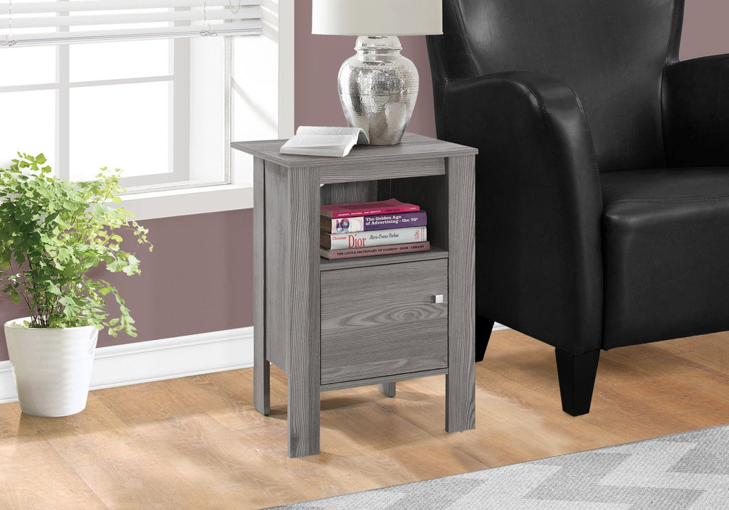 Monarch Specialties I 2138 Accent Table, Side, End, Nightstand, Lamp, Storage, Living Room, Bedroom, Laminate, Grey, Transitional - - Mounts For Less