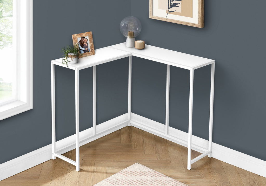 Monarch Specialties I 2160 Accent Table, Console, Entryway, Narrow, Corner, Living Room, Bedroom, Metal, Laminate, White, Contemporary, Modern - - Mounts For Less
