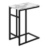 Monarch Specialties I 2173 Accent Table, C-shaped, End, Side, Snack, Living Room, Bedroom, Metal, Laminate, White Marble Look, Black, Contemporary, Modern - - Mounts For Less