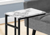 Monarch Specialties I 2173 Accent Table, C-shaped, End, Side, Snack, Living Room, Bedroom, Metal, Laminate, White Marble Look, Black, Contemporary, Modern - - Mounts For Less
