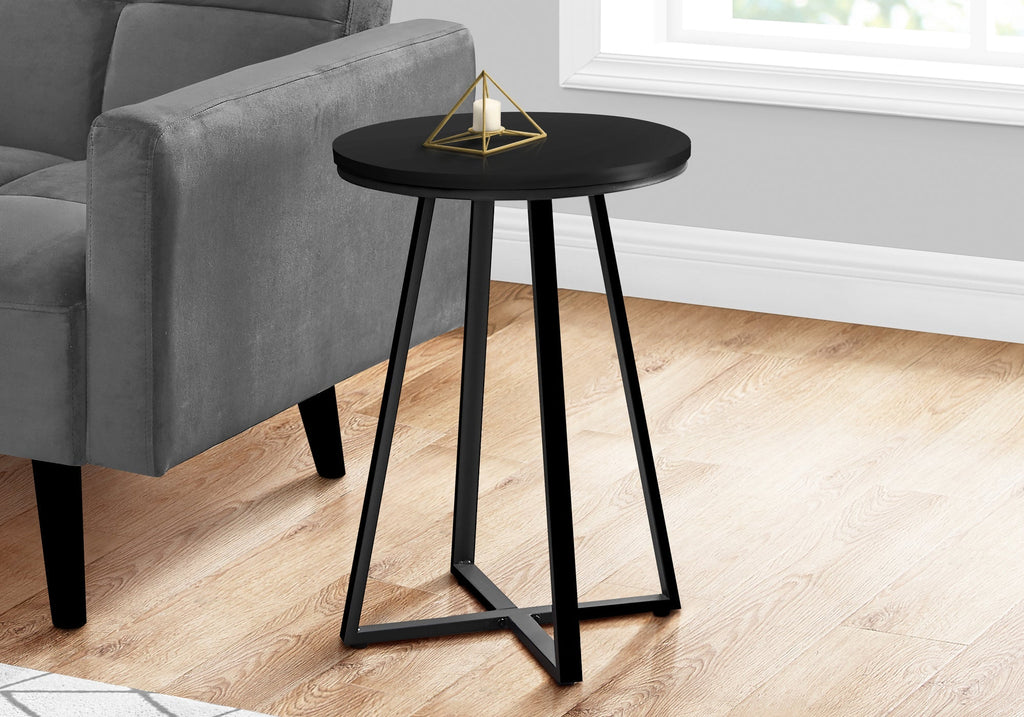 Monarch Specialties I 2175 Accent Table, Side, Round, End, Nightstand, Lamp, Living Room, Bedroom, Metal, Laminate, Black, Contemporary, Modern - - Mounts For Less
