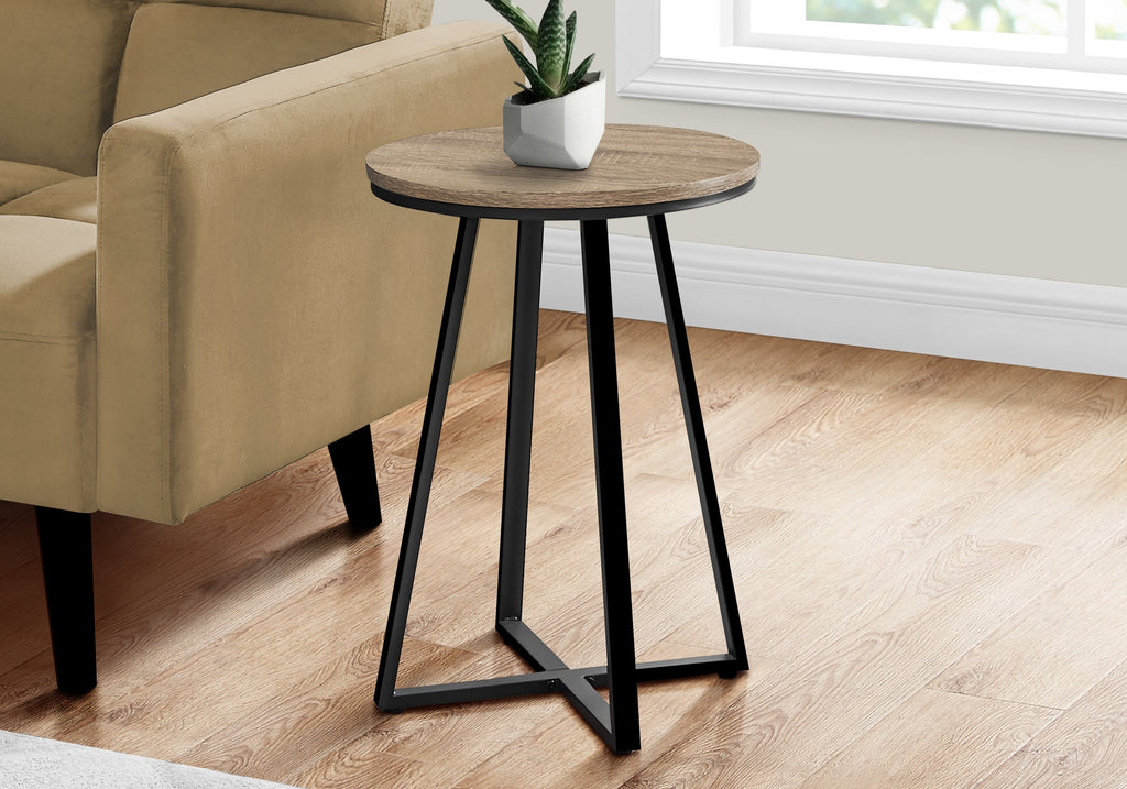 Monarch Specialties I 2177 Accent Table, Side, Round, End, Nightstand, Lamp, Living Room, Bedroom, Metal, Laminate, Brown, Black, Contemporary, Modern - - Mounts For Less