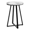 Monarch Specialties I 2178 Accent Table, Side, Round, End, Nightstand, Lamp, Living Room, Bedroom, Metal, Laminate, White Marble Look, Black, Contemporary, Modern - - Mounts For Less