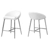 Monarch Specialties I 2296 Bar Stool, Set Of 2, Counter Height, Kitchen, Metal, Pu Leather Look, White, Chrome, Contemporary, Modern - - Mounts For Less