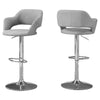 Monarch Specialties I 2363 Bar Stool, Swivel, Bar Height, Adjustable, Metal, Fabric, Grey, Chrome, Contemporary, Modern - - Mounts For Less