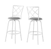 Monarch Specialties I 2377 Bar Stool, Set Of 2, Swivel, Bar Height, Metal, Fabric, White, Grey, Contemporary, Modern - - Mounts For Less