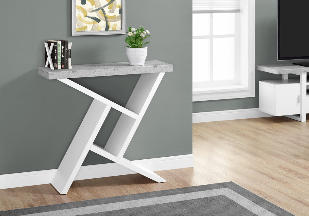 Monarch Specialties I 2405 Accent Table, Console, Entryway, Narrow, Sofa, Living Room, Bedroom, Laminate, Grey, White, Contemporary, Modern - - Mounts For Less