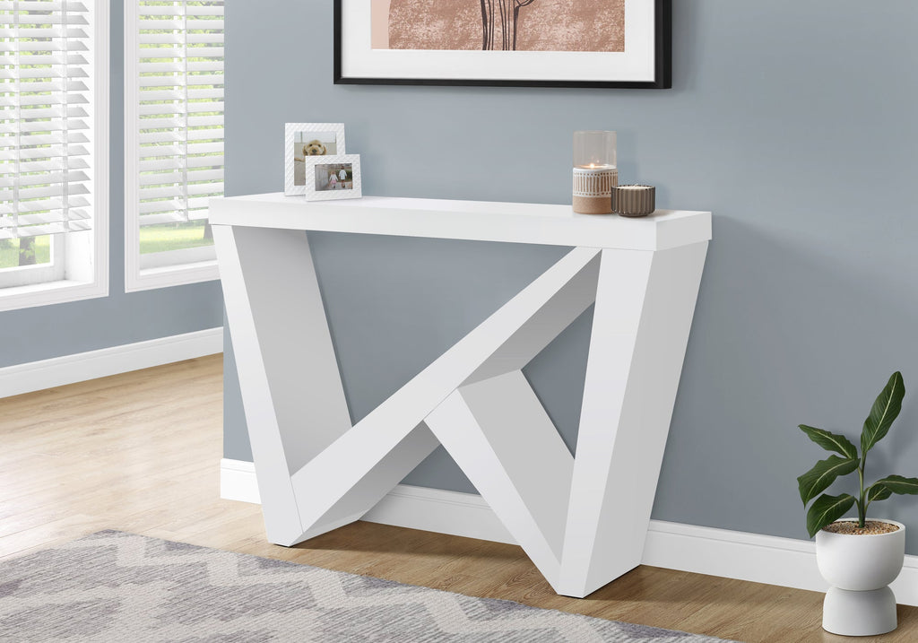 Monarch Specialties I 2429 Accent Table, Console, Entryway, Narrow, Sofa, Living Room, Bedroom, Laminate, White, Contemporary, Modern - - Mounts For Less