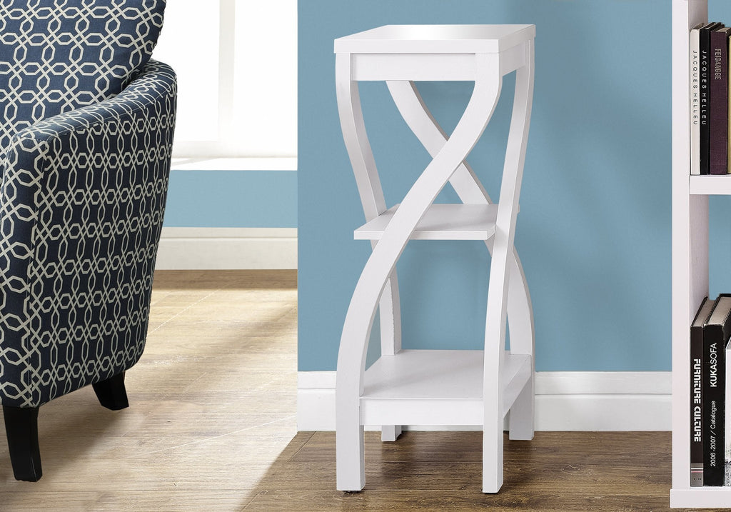 Monarch Specialties I 2479 Accent Table, Side, End, Plant Stand, Square, Living Room, Bedroom, Laminate, White, Contemporary, Modern - - Mounts For Less
