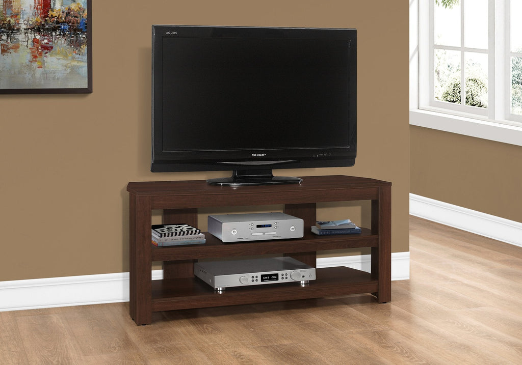 Monarch Specialties I 2554 Tv Stand, 42 Inch, Console, Media Entertainment Center, Storage Shelves, Living Room, Bedroom, Laminate, Brown, Contemporary, Modern - - Mounts For Less