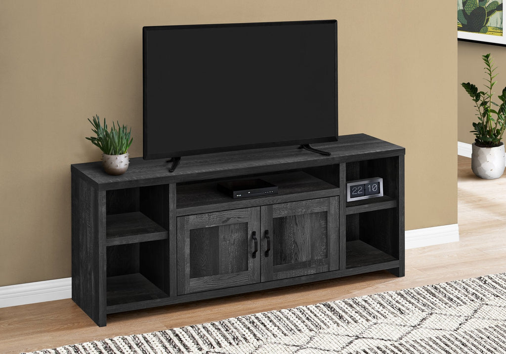 Monarch Specialties I 2743 Tv Stand, 60 Inch, Console, Media Entertainment Center, Storage Cabinet, Living Room, Bedroom, Laminate, Black, Transitional - - Mounts For Less