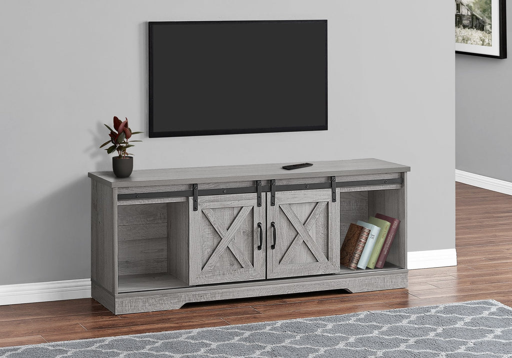 Monarch Specialties I 2747 Tv Stand, 60 Inch, Console, Media Entertainment Center, Storage Cabinet, Living Room, Bedroom, Laminate, Grey, Transitional - - Mounts For Less