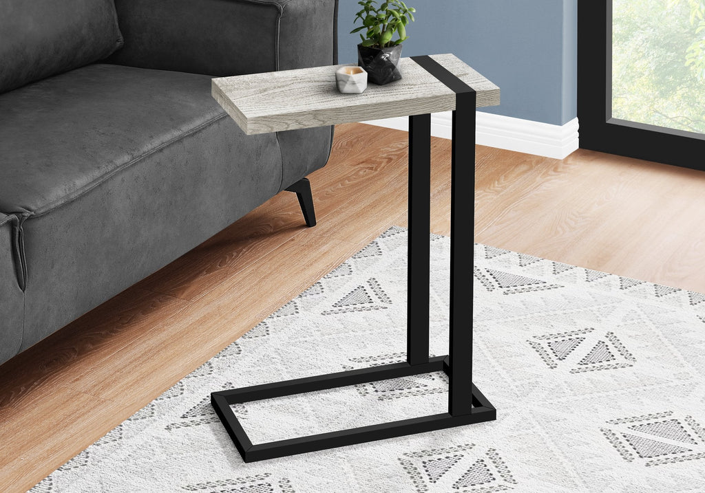 Monarch Specialties I 2858 Accent Table, C-shaped, End, Side, Snack, Living Room, Bedroom, Metal, Laminate, Grey, Black, Contemporary, Modern - - Mounts For Less