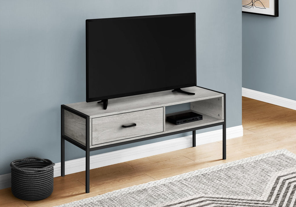 Monarch Specialties I 2875 Tv Stand, 48 Inch, Console, Media Entertainment Center, Storage Drawer, Living Room, Bedroom, Laminate, Metal, Grey, Black, Contemporary, Modern - - Mounts For Less
