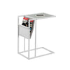 Monarch Specialties I 3067 Accent Table, C-shaped, End, Side, Snack, Magazine Storage, Living Room, Bedroom, Metal, Pu Leather Look, Tempered Glass, White, Contemporary, Modern - - Mounts For Less