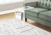 Monarch Specialties I 3067 Accent Table, C-shaped, End, Side, Snack, Magazine Storage, Living Room, Bedroom, Metal, Pu Leather Look, Tempered Glass, White, Contemporary, Modern - - Mounts For Less