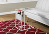 Monarch Specialties I 3067 Accent Table, C-shaped, End, Side, Snack, Magazine Storage, Living Room, Bedroom, Metal, Pu Leather Look, Tempered Glass, White, Contemporary, Modern - - Mounts For Less