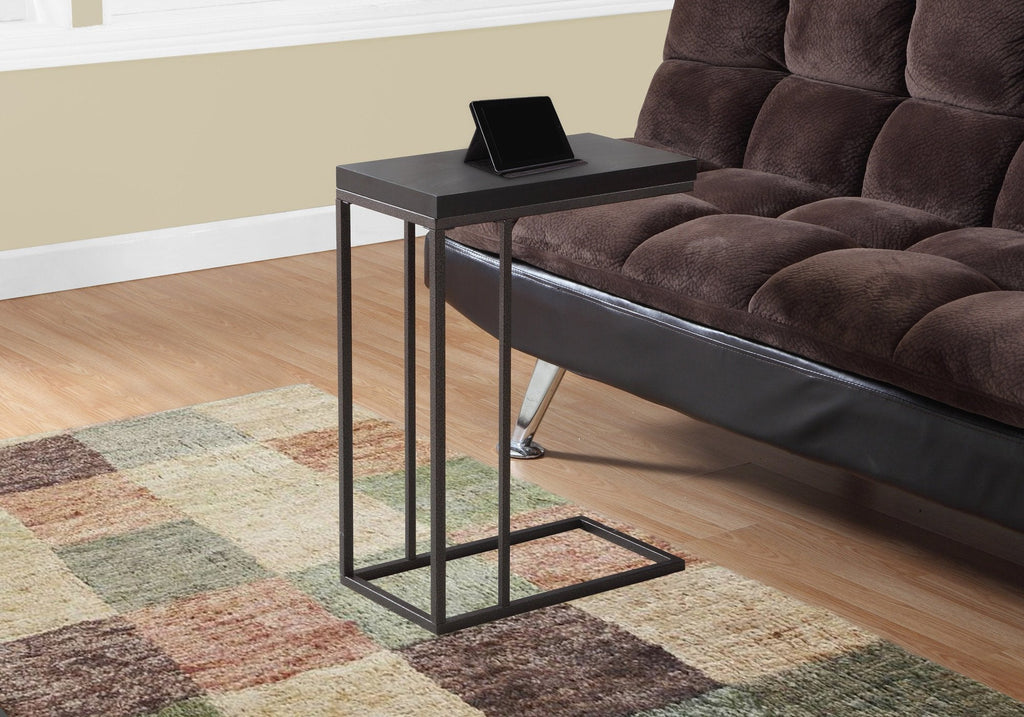 Monarch Specialties I 3088 Accent Table, C-shaped, End, Side, Snack, Living Room, Bedroom, Metal, Laminate, Brown, Contemporary, Modern - - Mounts For Less