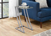 Monarch Specialties I 3090 Accent Table, C-shaped, End, Side, Snack, Living Room, Bedroom, Metal, Tempered Glass, Grey, Clear, Contemporary, Modern - - Mounts For Less