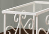 Monarch Specialties I 3105 Accent Table, Side, End, Nightstand, Lamp, Living Room, Bedroom, Metal, Tempered Glass, White, Clear, Traditional - - Mounts For Less